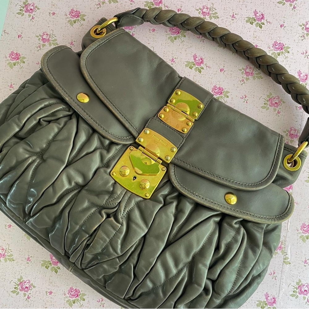 SOLD Miu Miu Coffer Leather Handbag